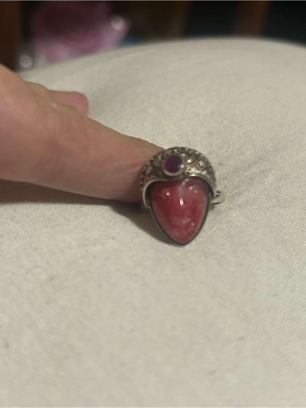 925 Sterling Silver Ruby Face gemstone Ring size 9